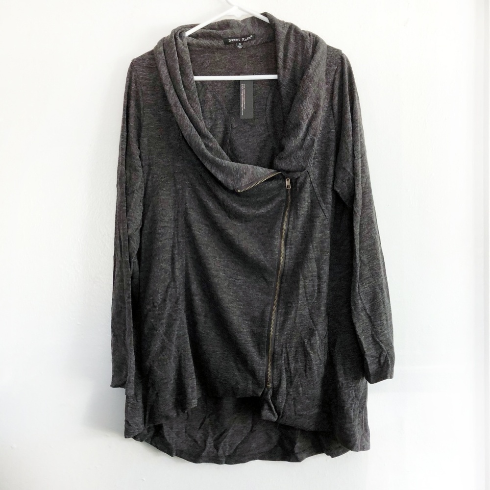 NWT Sweet Rain Charcoal Zipper Cardigan 1X